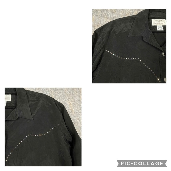 Vtg Longhorn Niver Western Wear Rhinestone Etched Buttons Western Chic Shirt 2XL - Picture 11 of 15